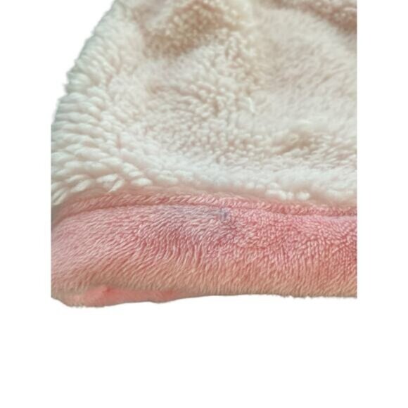 Chic Pea Pink Baby Lovey Security Blanket Plush Toy Sherpa Fabric Floral Pattern - Picture 4 of 5